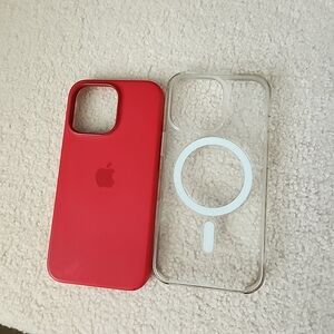 Apple iPhone Case Set in Vibrant Red and Clear